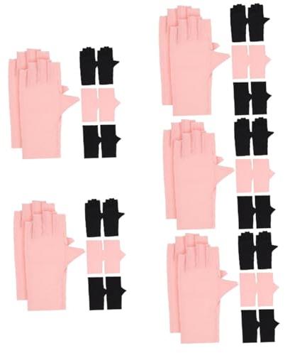 minkissy 20 Paar Nagelhandschuhe nylon handschuhe nylon gloves Strahlenhandschuhe Maniküre-Handschuhe zum Schutz rosa handschuhe schwarze fingerlose Handschuhe UV-Handschuhe für Nägel Damen