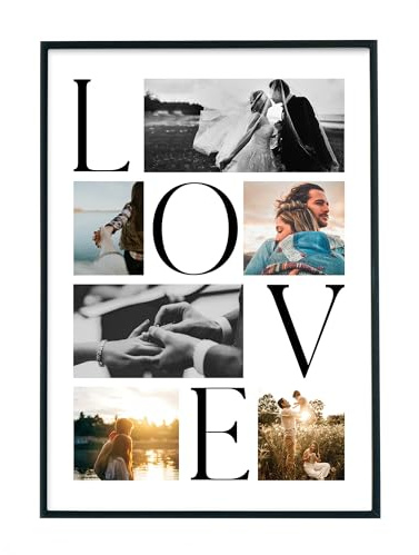 4one Pictures Jahrestag Bild mit Foto - Personalisiertes Geschenk zum Jahrestag, Valentinstag, Geburtstag, Weihnachten für Frau, Mann, Paar Liebesgeschenk. Erinnerung Hochzeit (5. LOVE)