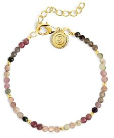 SINGULARU - Pulsera Altea Dots Tourmaline Syra. Acero con Acabado en Baño Oro de 18Kt y con Motivo Piedras Turmalina Naturales. Joyas para Mujer