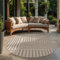 SANAT Berlin Outdoor Teppich Wetterfest - Teppich für den Innen- und Außenbereich - Balkon Teppich Wasserabweisend - Teppiche für Terrasse, Garten, Küche, Bad oder Wohnzimmer - Beige, 150 cm Rund