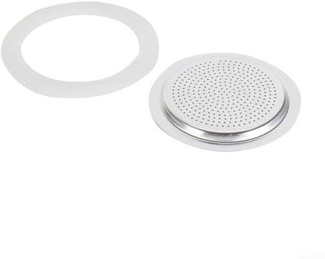 Guarnizione di ricambio flessibile in gomma siliconica, guarnizione di ricambio e installazione facili per pentole da caffè espresso e moka (2 tazze + setaccio)