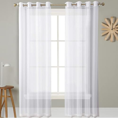 GAIFNAG Rideau Occultant Thermique Isolant Anti Froid 120 x 220 cm 100% Polyester/Transparent Intérieurs Rideau Occultant, Panneaux de Rideaux Intérieurs pour Chambre Fenêtre Salon Coucher, Blanc