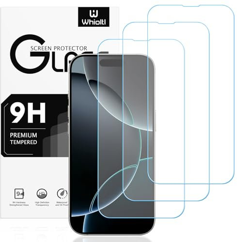 Whioltl 3 Pack Screen Protector for iPhone 16 Pro Max 6.9-inch, HD Clear Tempered Glass Film, High Transparency, Bubble Free, Impact Protection, Anti-Shatter, Anti-Scratch, Case Friendly