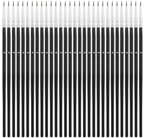 30 Pcs Tiny Detail Paint Brushes, #0 Fine Tip Paint Brush Miniature Fine Paint Liner Brush for Crafts Painting Watercolor Acrylic Art Face Painting