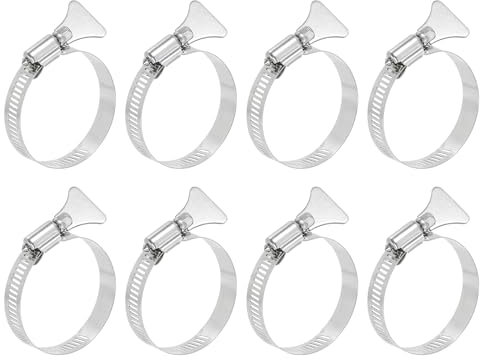 sourcing map 8Pcs Stainless Steel Hose Clamps Worm Gear Hose Clamp, 33-57mm (1-1/4to 2-1/4) Adjustable Thumb Screw Key Type Clamps Fuel Line Clamps 12mm Bandwidth for Plumbing, Automotive