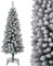 GYMAX 4FT 5FT 6FT Artificial Christmas Tree, Snow Flocked Slim Pencil Xmas Tree with 240/328/460 Branch Tips and Metal Stand, Festival Decoration Tree for Home Office Party (4FT)