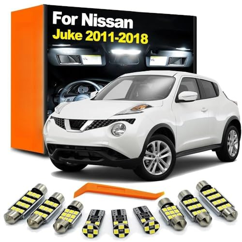 11Pcs LED Interior Light Kit, For Nissan Juke 2011 2012 2013 2014 2015 2016 2017 2018 Luggage Number Plate Bulb