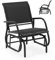RELAX4LIFE Garden Glider Chair, Outdoor Metal Frame Rocking Seat with Armrest, Single Gliding Swing Armchair for Patio, Porch and Poolside (Black)