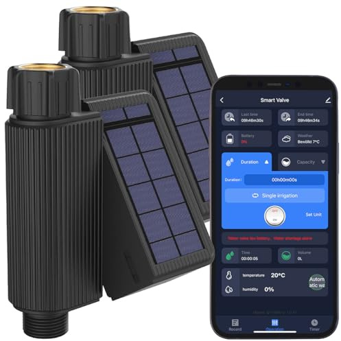 Royal Gardineer Solarbewässerungssystem: 2er-Set WLAN-Bewässerungscomputer, Solarpanel, BT-Gateway, App, IP65 (Gartenbewässerung Steuerung, WLAN Bewässerungssysteme, Panel)