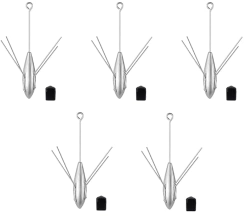 5 x Angelbleie 113,4 g Sputnik Bleie Brandungsbleie Langschwanz-Angelbleie für Meer und Ozean, Silber