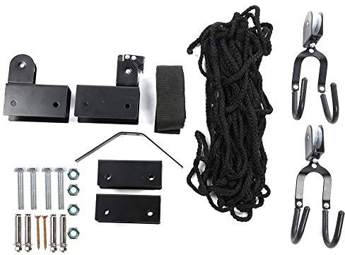 Multi-Function Kayak Hoist Garage Storage Mount with Straps & Rubber Coated Hook for Easy Installation