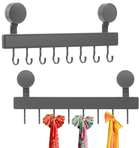 Fyeme 2Pcs Pots and Pans Hanging Rack Kitchen Rail Pan Hanger Utensil Hanging Bar Rack Stainless Steel with Hooks Utensils Cookware Hanger Organizer for Saucepans Towels