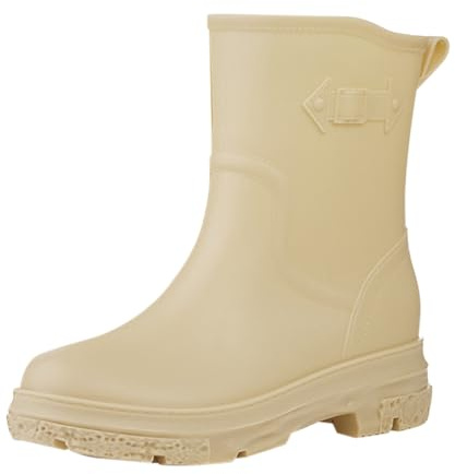 HOOUDO Stivali Pioggia Donna Giardino Pioggia Invernali con Tacco Estivi Traforati Bianchi Scarpe Impermeabili Scarpe da Trekking Waterproof