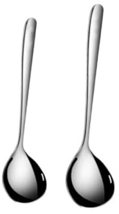 Sosoport 2 pezzi Cucchiaio Porridge Acciaio Inossidabile Cucchiaio da Cucina per Zuppe Lungo per Uso Familiare