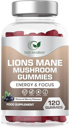Lion’s Mane Mushroom Gummies 2000mg | 120 Gummies - High Strength Lions Mane Supplement for Focus & Memory | Vegan, Gluten-Free, Non-GMO Mushroom Supplement | Natural Berry Flavour