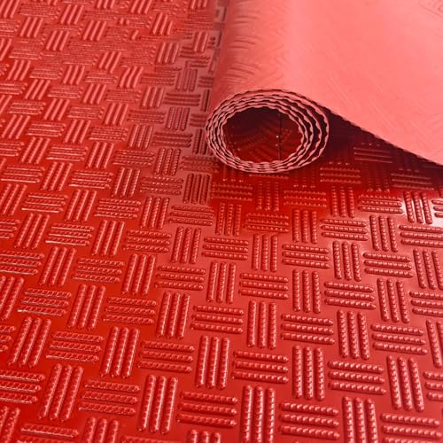 TRAGLO Gummi-Bodenmatte, 1,6 mm Dicke, wasserdichte Garagenbodenmatte, rutschfeste Auto-Reparaturunterlage für Garage, Transporter, Fitnessstudio, leicht zu schneiden(Rot,0.9x3m)