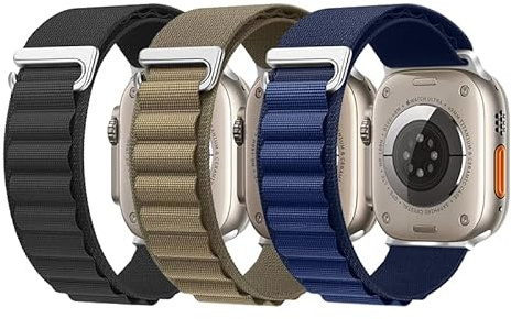 Alpine Loop Lot de 3 bracelets de rechange compatibles avec Apple Watch Ultra 3 2 1, SE, Series 11 10 9 8 7 6 5 4 3 2 1 (49 mm – 38 mm), bracelet de rechange sport pour homme et femme