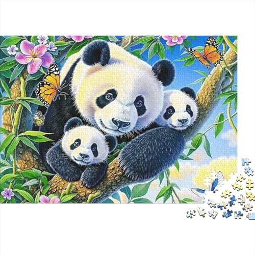 Arbre généalogique Panda Casse-tête 1000 Pièces sans Poussière, Puzzle Jeu Éducatif Décompression pour Une Activité Détente, Fun Fresent & Activités pour La Maison 52x38cm/1000pcs