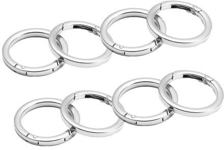 ZOUIQSS 8 Stück O-Ringe mit Federverschluss,runder Metallkarabiner mit geteiltem Federclip für Schlüsselanhänger,Handtaschen, Geldbörsen,Taschen und DIY-Dekorationen(Silver, 32 mm)