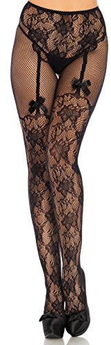 Leg Avenue womens Fleur De Lace-Costume Hosiery, Black Lace, One Size US