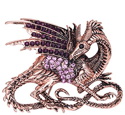 LUOEM Broche Dragon avec Diamant pour Les Femmes Hommes (Violet)