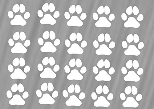 Hundepfoten Aufkleber 24 Stück Pfoten 3x3cm pro Pfote (12/3) (silbergrau glanz)