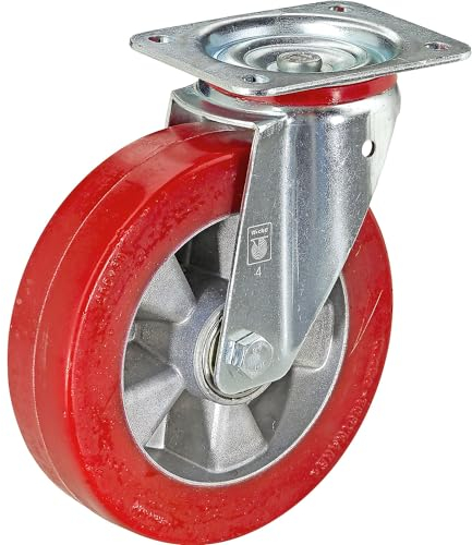 Wicke | Polyurethan-Reifen auf Alu-Felge | Rad-Ø x Breite 125 x 40 mm | Lenkrolle | Tragfähigkeit 200 kg