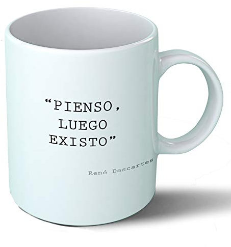 Planetacase - Taza Desayuno Frases Filosóficas Pienso, Luego Existo… René Descartes - Citas Célebres - Cerámica 330 ML