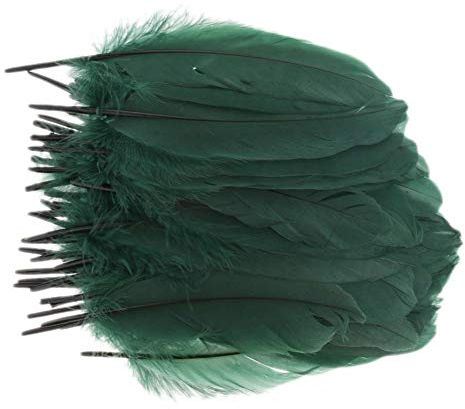 Suneast 100 Stücke Federn Dekoration Natürliche Gänsefedern Weiche Crafts Feather Indianer Federn für Traumfänger Basteln, Kostüme Hüte Schmuck Deko, DIY Ohrring - Dunkelgrün, 15-20cm