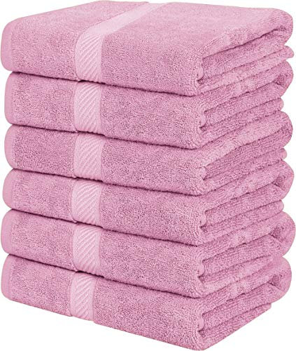 Utopia Towels-Lot de 6 Serviettes de Bain, 100% Coton filé à l'anneau 60 x 120 CM Serviettes légères et très absorbantes, Serviettes de Haute qualité pour hôtels, spas et salles de Bain Rose