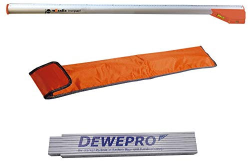 Nedo mEssfix compact Teleskop-Messstab 0,91m - 5,01m - Teleskopmessstab inkl. Schutzhülle und DEWEPRO Zollstock 2m für präzises Messen und exakte Messergebnisse