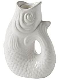 Gift Company Bougeoir Monsieur Carafon XS, en Forme de Poisson, faïence, Blanc