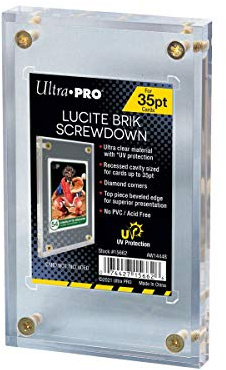 Ultra PRO Lucite Brik UV Screwdown 35PT – Kartenhalter für Standardkarten 2,5 x 3,5 Zoll – UV-Schutz, säurefrei, Vier-Schrauben-Halterung, abgeschrägte Kanten, diamantgeschützte Ecken