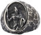 ForFox Vintage Schwarz 925 Sterling Silber Griechischer Spartanischer Krieger Ring für Herren Damen Offen und Verstellbar