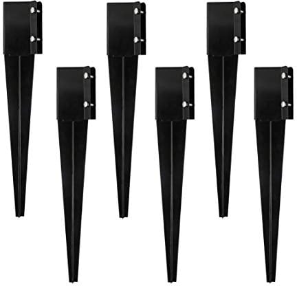 Sekcen 6 Pcs Fence Post Anchor Ground Spike 4x4 Metal Post Stake 24 Inch for Mailbox Deck Railing Black