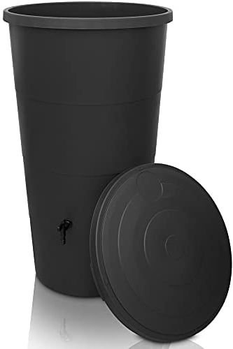 YourCasa Regentonne 200 Liter [inkl. Anschlusset & Bohrer] Regenfass Wetterfest aus Kunststoff mit Wasserhahn - Regenwassertonne - Wasserfass Regenwassertank Wassertonne für Garten (Anthrazit, 200L)