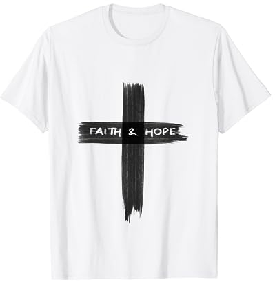 Faith Fashion by PDesign - Herren - Unisex-Erwachsene - T-Shirt - Weiß - S - Kreuz & Schriftzug - Klassisch - Baumwolle - Halbarm - Crew-Ausschnitt - Alltag - 1 Count