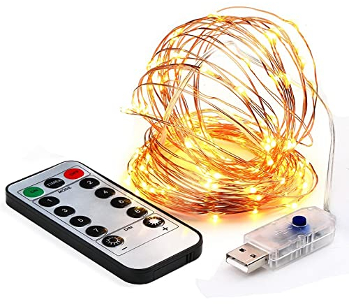 Party Balloons 1Pcs Fairy Lights Copper USB Plug in, 2m 20 LED White Warm 8 Modes Copper Wire String Lights Remote Timer, Twinkle Firefly Lights for Bedroom Party Night Room Decorations