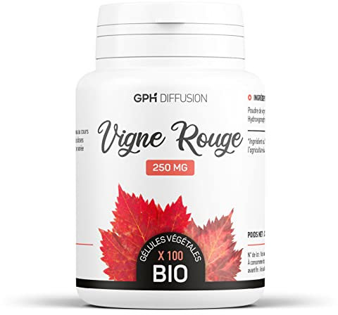 Vigne rouge feuille BIO | 250 mg | JAMBES | 100 Gélules Végétales