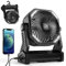 Ventilador de camping con linterna LED recargable 20000mAh Ventilador de tienda de campaña al aire libre con luz y gancho Ventilador de escritorio USB personal para camping y pesca-Negro