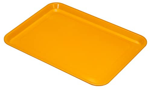 PATIKIL 15x11 Fast Food Tray, Plastic Reusable Recyclable Multi-Purpose Rectangle Serving Tray for Restaurant Home Kitchen, Yellow