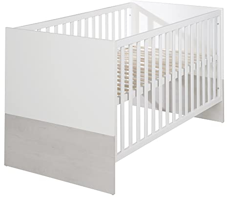 roba Kombi-Kinderbett ‚Julia‘, 70 x 140 cm, weiß, höhenverstellbar, 3 Schlupfsprossen, umbaubar, Weiss/ Weiss Gekalkte Eiche, 78 x 142 x 80 cm, 1, 2.0 stück, 24.8 kilograms