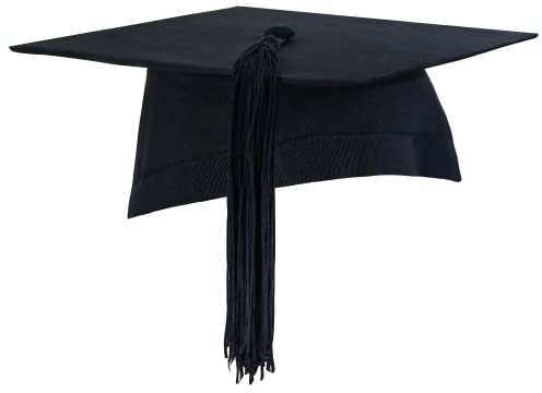 Graduation Cap for Adults Academic Costome, Bachelor and Master Ceremony, Mortarboard with Tassel Unisex (Black, S)
