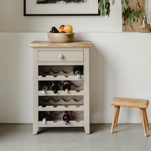 Statement Furniture Florence Wine Console Sideboard with Drawer, Assembled Wooden Wine Rack Cabinet Cupboard in Truffle Colour