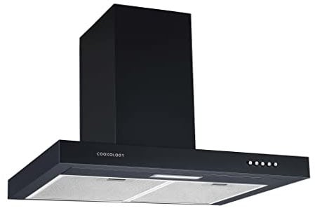Cookology TSH601BK/A - A Energy Rated, Chimney Cooker Hood 60cm Kitchen Extractor Fan with LED Light, 3 Speed Settings - Black