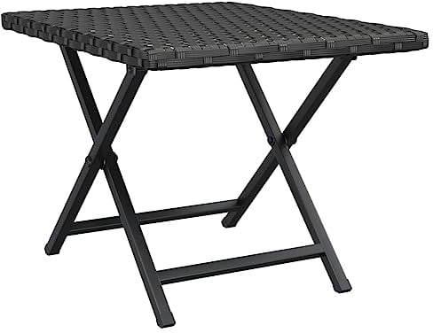 vidaXL Klapptisch, Tisch für Garten Balkon Terrasse, Gartentisch mit Klappdesign, Gartenmöbel Esstisch Terrassentisch, Schwarz Poly Rattan