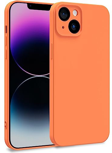 MyGadget TPU Case for iPhone 14 Plus - Cover Dual Layer with Camera Protection | Inner Lining - Soft Touch Rubber & Anti-Scratch Shell Orange