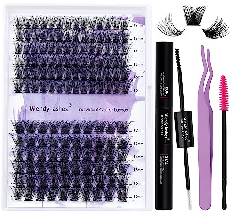 Kit Extension Cils Individuels D Curl 0.07mm DIY Cils Kit Volume Russe Mixte 12-16mm C3+C9-D Bouquet Cluster Lashes