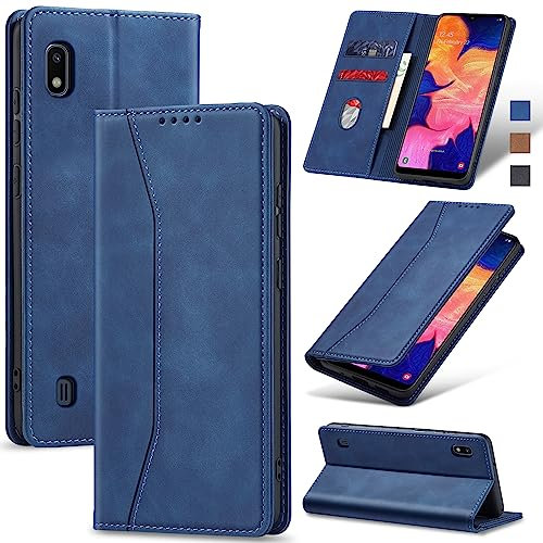 Jasonyu Case for Samsung Galaxy A10 Leather Wallet Flip Cover with Card Holder,Kickstand, Magnetic Closure,TPU Shockproof Phone Case Compatible with Samsung A10 (Blue)