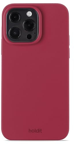 holdit Silikonhülle iPhone 13 Pro - 0,8mm Ultra dünn Handyhülle Silikon - Trendy Slim Silicone case mit Voller Schutz (erhöhte Kante für Kameraschutz) - Red Velvet